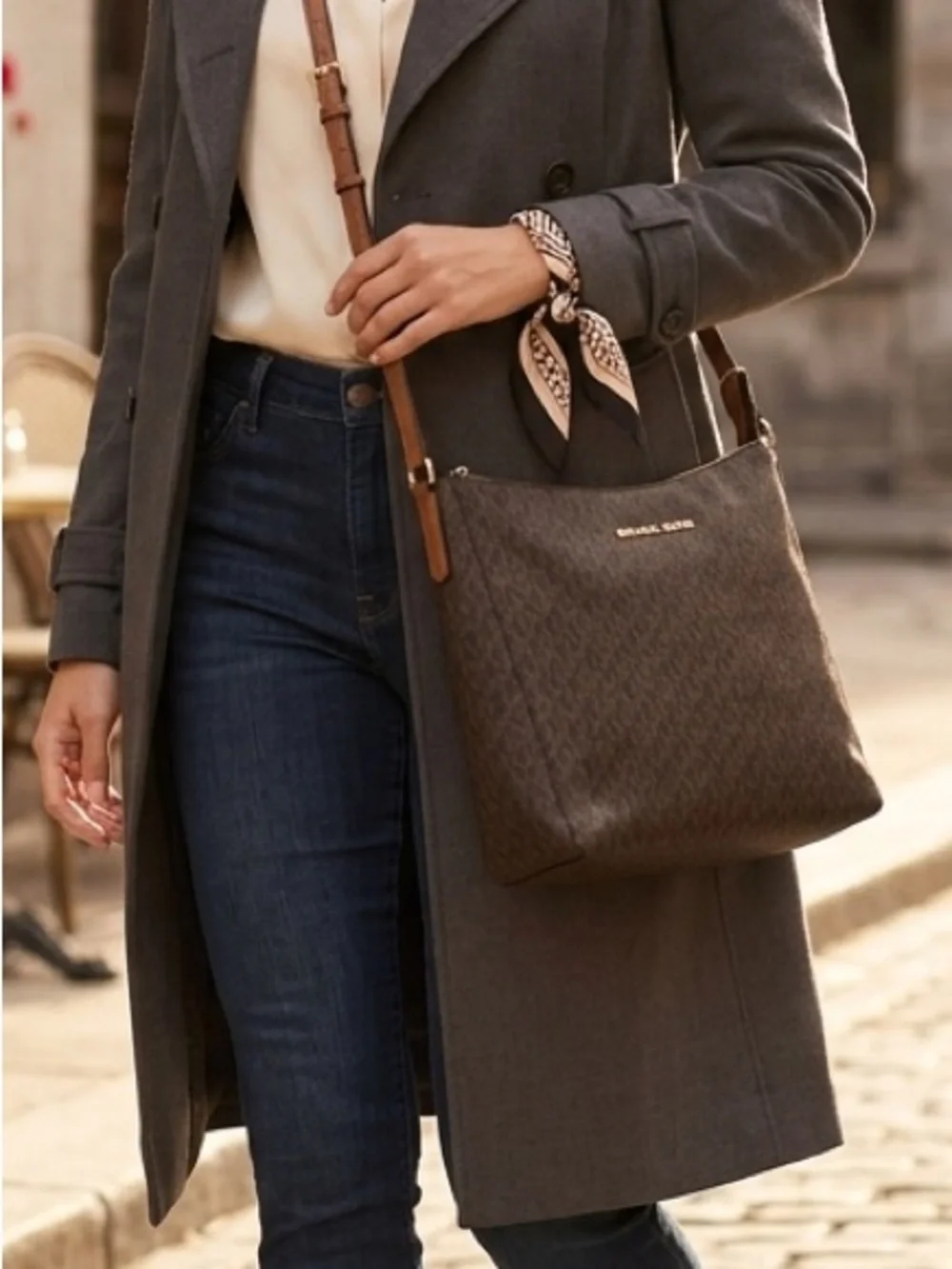 Michael Kors Signature Logo Crossbody Bag | Brown MK Monogram Gold Hardware 🤎